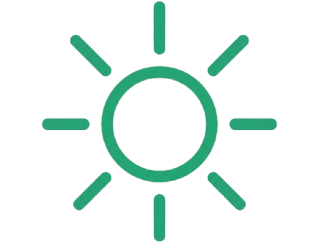 Simplified sun symbol in green