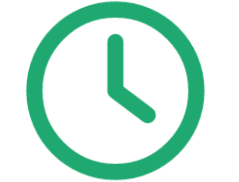 Green clock icon on black background
