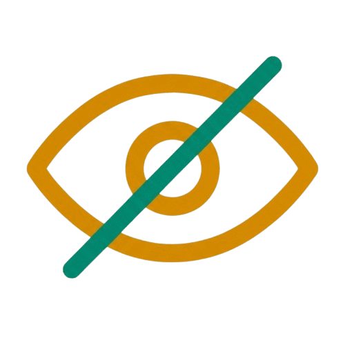 Hidden view icon with orange and teal