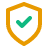 Shield with green check mark icon